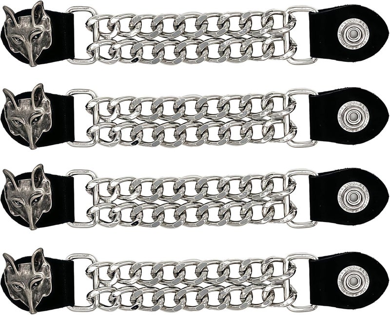 Mirthcos Motorcycle Vest Extenders for Men & Women - 4 PCS Leather Vest Extensions for Biker - Durable Double Chrome Chains - Image 1